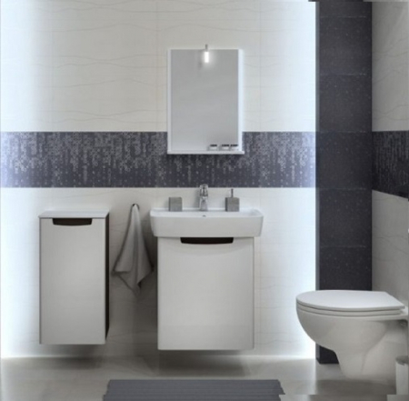 Baie - Set mobilier si lavoar Kolo Rekord, 40 cm, usa inchidere lenta, ceramica sanitara, alb lucios