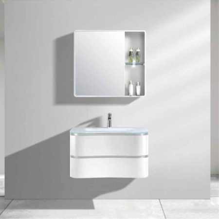 Set mobilier si lavoar, Spectrum, Oviedo 60, design ondulat, alb [1]