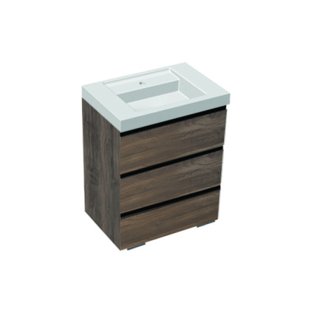 Baza lavoar - Set mobilier stativ cu lavoar Kolpasan, Harmony 70 cm, 3 sertare, dark oak