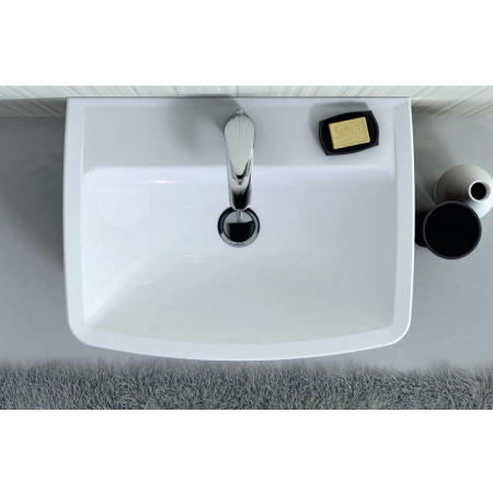 Set mobilier suspendat si lavoar Kolo Rekord, 60 cm, 1 usa, etajera fixa, lavoar inclus, alb [3]
