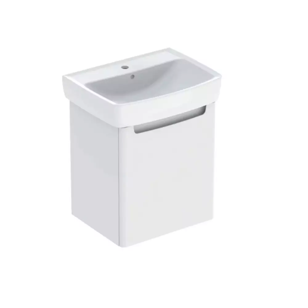 Baie - Set mobilier suspendat si lavoar Kolo Rekord, 60 cm, 1 usa, etajera fixa, lavoar inclus, alb