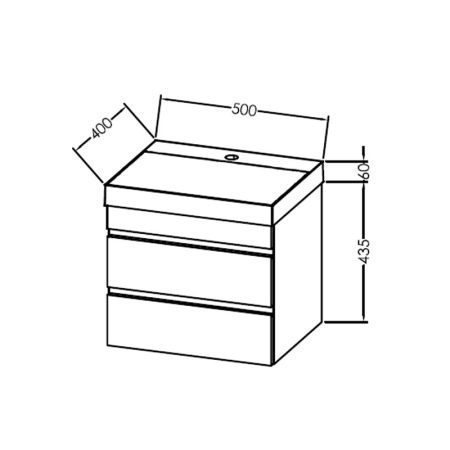 Set mobilier suspendat si lavoar Kolpasan Naomi, 50 cm, 2 sertare Soft Close, lavoar Cast Marble, natural wood [2]