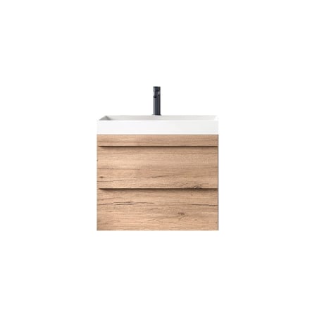 Baie - Set mobilier suspendat si lavoar Kolpasan Naomi, 50 cm, 2 sertare Soft Close, lavoar Cast Marble, natural wood