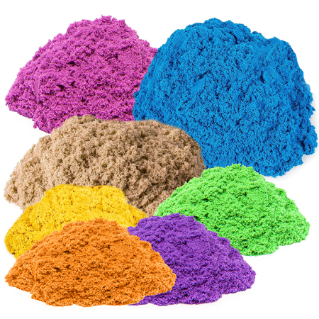 Set nisip kinetic XXL pentru copii cu 4.5kg nisip colorat, 75 forme, tavita gonflabila 55x41x7 cm [3]