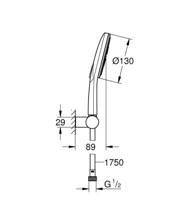 Set para dus Grohe 26580000, 130 mm, 1.5 m, 247 mm, 3 functii, 1/2 racord, sistem anticalcar, suport dus reglabil, Crom [4]