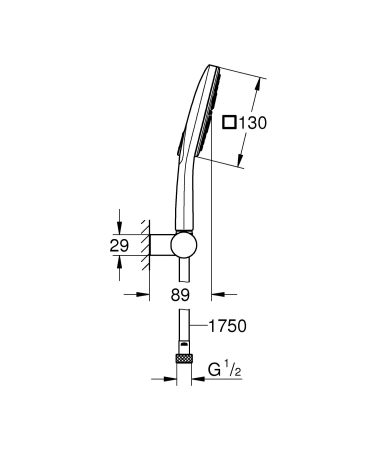 Set para dus Grohe 26588LS0, SmartActive 130, suport, 130 mm, 3 functii, crom [5]