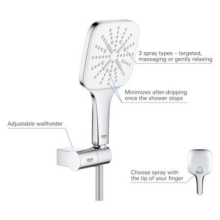 Set para dus Grohe 26588LS0, SmartActive 130, suport, 130 mm, 3 functii, crom [3]
