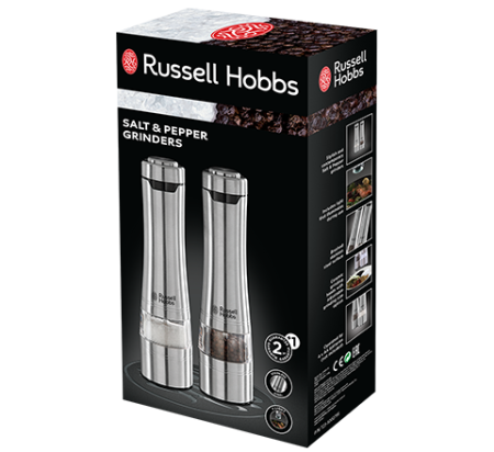 Set rasnite electrice Russell Hobbs, condimente, mecanism ceramic, iluminare LED, design elegant, argintiu [4]
