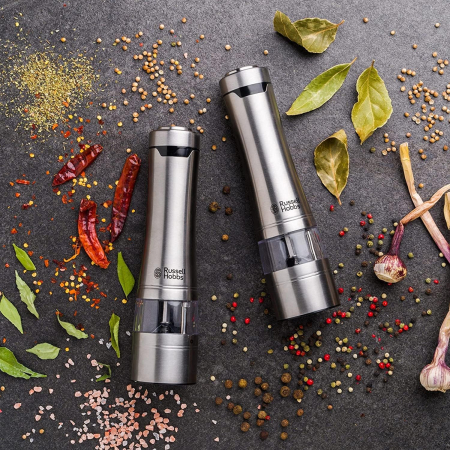 Set rasnite electrice Russell Hobbs, condimente, mecanism ceramic, iluminare LED, design elegant, argintiu [2]