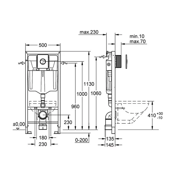 Set rezervor incastrat 4 in 1 Grohe Rapid SL cadru si clapeta Nova Cosmopolitan cu izolare fonica [1]