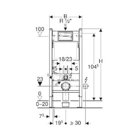 Set rezervor incastrat Geberit, Duofix, cu set fixare si clapeta crom lucios, Delta 51, pentru vas WC suspendat [5]