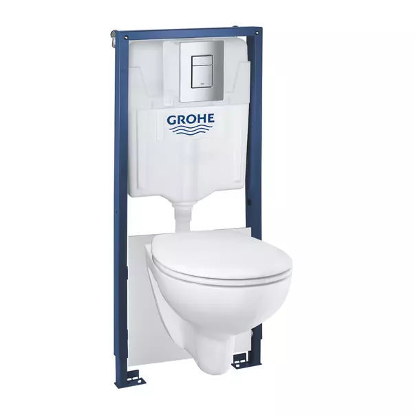 Vase WC - Set rezervor WC Grohe Solido 5 in 1 si clapeta crom Skate Cosmopolitan plus vas WC Bau Ceramic cu capac softclose