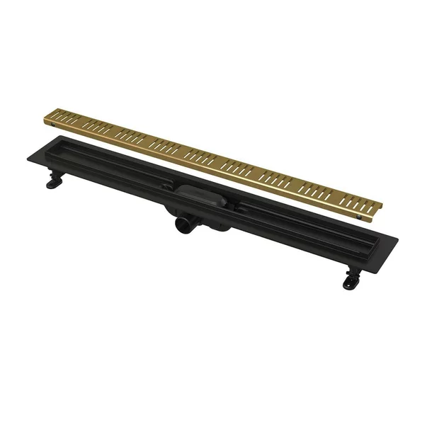 Rigole si scurgere dus - Set rigola cu capac auriu periat Alca APZ10BLACK-BRASS 55 cm