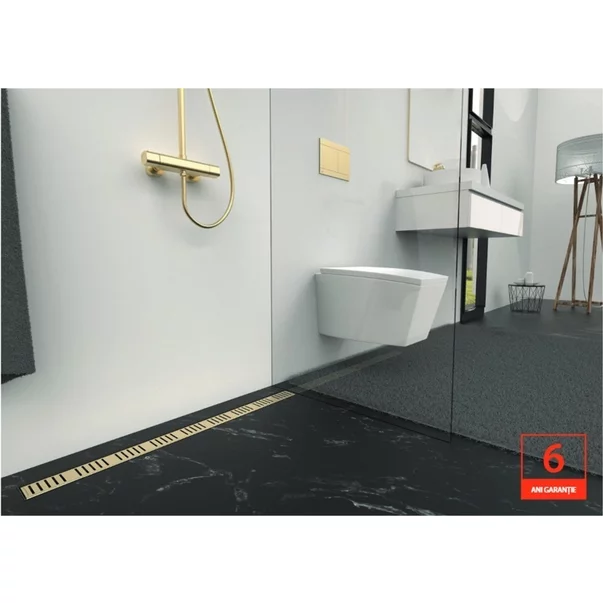 Set rigola cu capac auriu periat Alca APZ10BLACK-BRASS 75 cm [3]