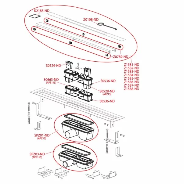 Set rigola cu capac faiantabil APZ115 MARBLE LOW 65 cm [2]