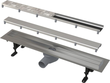 Rigole si scurgere dus - Set rigola cu capac faiantabil APZ13-DOUBLE9 FIT AND GO 75 cm