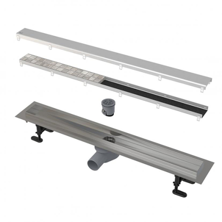 Rigole si scurgere dus - Set rigola cu capac faiantabil APZ13-DOUBLE9 FIT AND GO 85 cm