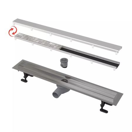 Rigole si scurgere dus - Set rigola dus cu capac faiantabil Alcadrain APZ2012-OPTION6 Optimal 75 cm