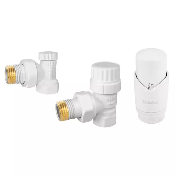 Instalatii sanitare - Set robinet coltar termostatic decorativ Ferro alb