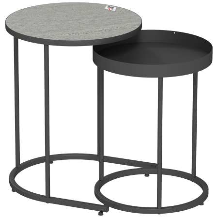 Living & hol -  Set Rotund de Masute de Cafea Stivuibile - Gri