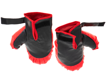 Set sac de box pentru copii 53x45 cm, cu manusi incluse, pentru antrenament acasa, rosu-negru [2]