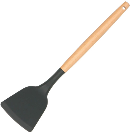 Set Sersimo 12 ustensile de bucatarie din silicon termorezistent si maner din bambus, gri [13]