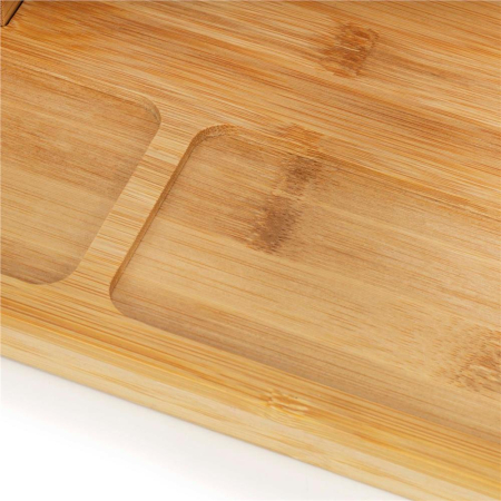 Set servire branzeturi platou bambus suport cutite 4 accesorii, 35x28x8 cm, design natural, maro natur [7]