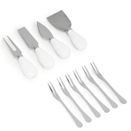 Set servire branzeturi platou bambus piatra 2 boluri 10 accesorii, 40x30x8 cm, design elegant, natur [17]