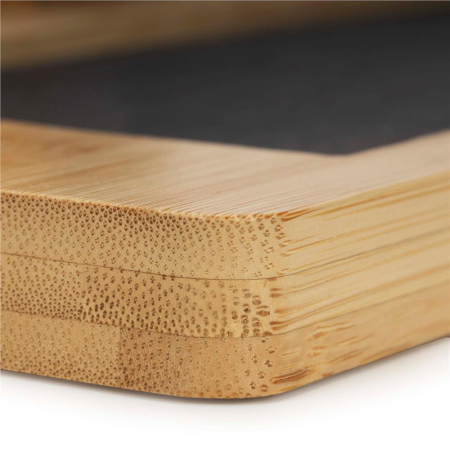 Set servire branzeturi platou bambus piatra 2 boluri 10 accesorii, 40x30x8 cm, design elegant, natur [9]