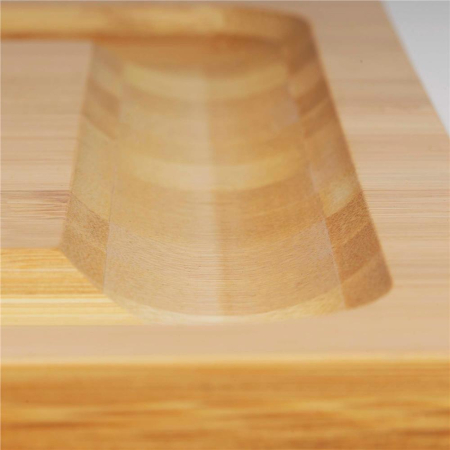 Set servire branzeturi platou bambus sertar glisant 4 accesorii, 33x33x4 cm, compact, maro natur [5]