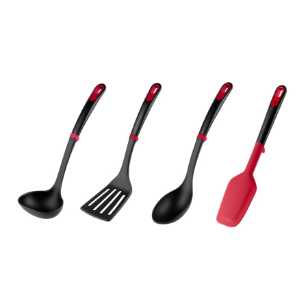 Bucatarie - Set ustensile bucatarie Tefal Ingenio+ K198S434, 4 piese, rezistenta la temperaturi inalte, compatibilitate cu masina de spalat vase, plastic, negru &