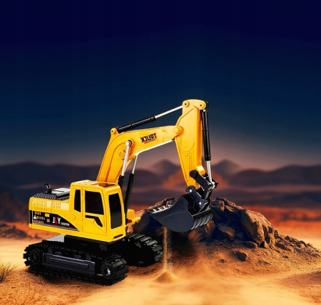 Set utilaje telecomandate excavator basculanta lumini abur, 3 atasamente, acumulator usb, multicolor [7]