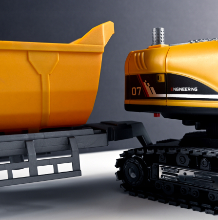 Set utilaje telecomandate excavator basculanta lumini abur, 3 atasamente, acumulator usb, multicolor [10]