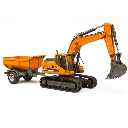 Dormitor & birou - Set utilaje telecomandate excavator basculanta lumini abur, 3 atasamente, acumulator usb, multicolor