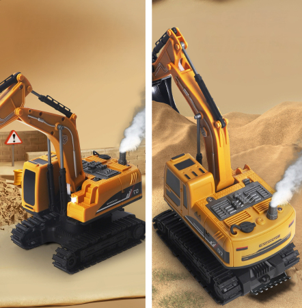 Set utilaje telecomandate excavator basculanta lumini abur, 3 atasamente, acumulator usb, multicolor [3]