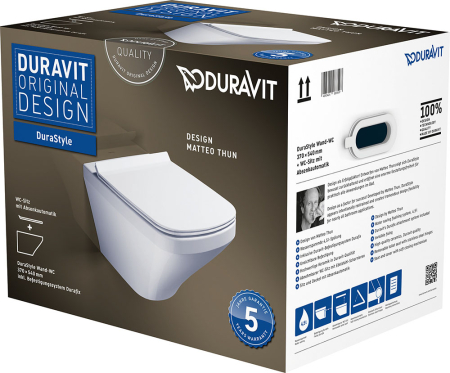 Set vas WC Duravit 45520900A1, DuraStyle, montaj suspendat, tip clatire jet de apa, tip evacuare orizontala, alb [9]