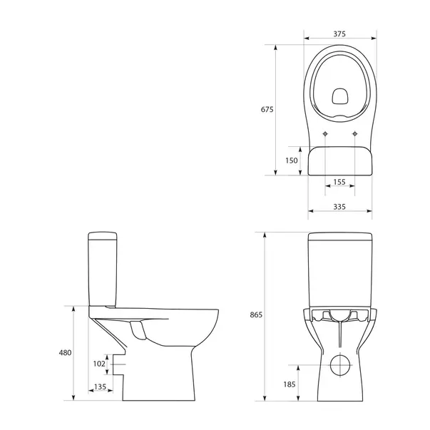Set vas WC pe pardoseala 579 Cersanit Etiuda rezervor 010 3/5 l alb [1]