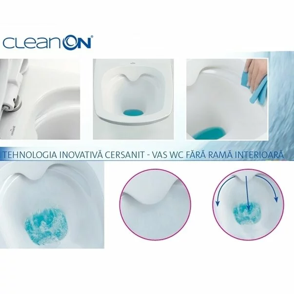 Set vas WC pe pardoseala Cersanit Carina New Clean On cu rezervor si capac inchidere lenta [3]