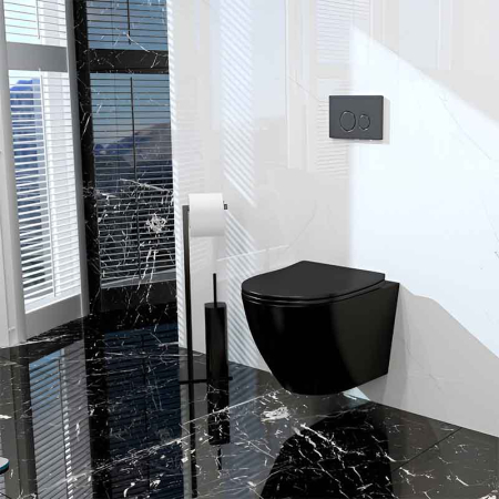 Set vas WC, Spectrum, Sierra 2.0, Tornado Flush, cu capac soft close, quick release, negru mat [1]