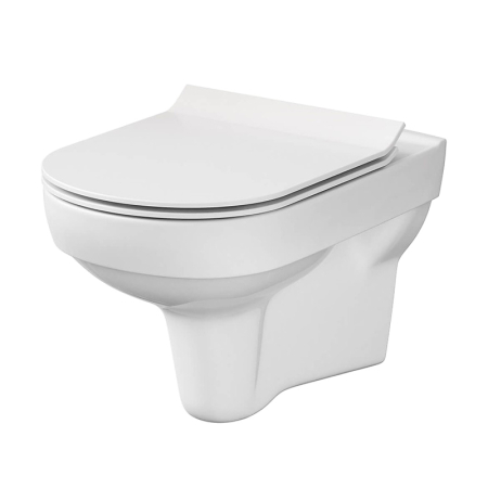 Vase WC - Set vas WC suspendat, Cersanit, City, Rimless, cu capac Soft-Close si Easy Off inclus