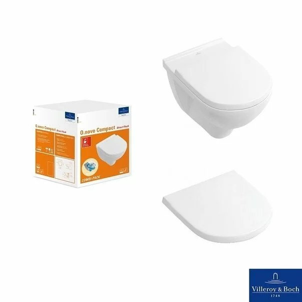 Vase WC - Set vas wc suspendat Compact Villeroy&Boch O.Novo Direct Flush cu capac soft close