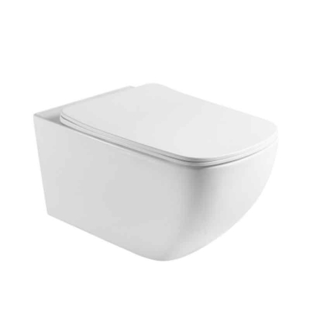 Vase WC - Set vas WC suspendat cu capac Fluminia, Dino Tornado, cu Tornado Flush, 37 x 55.5 cm, alb