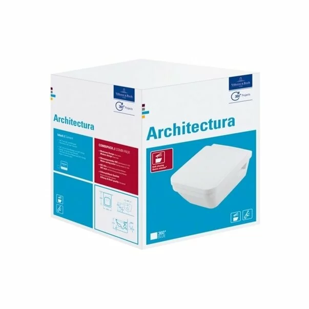 Set vas wc suspendat cu capac soft close Villeroy&Boch Architectura dreptunghiular DirectFlush [2]