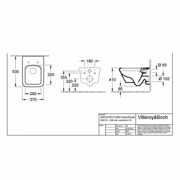 Set vas wc suspendat cu capac soft close Villeroy&Boch Architectura dreptunghiular DirectFlush [3]