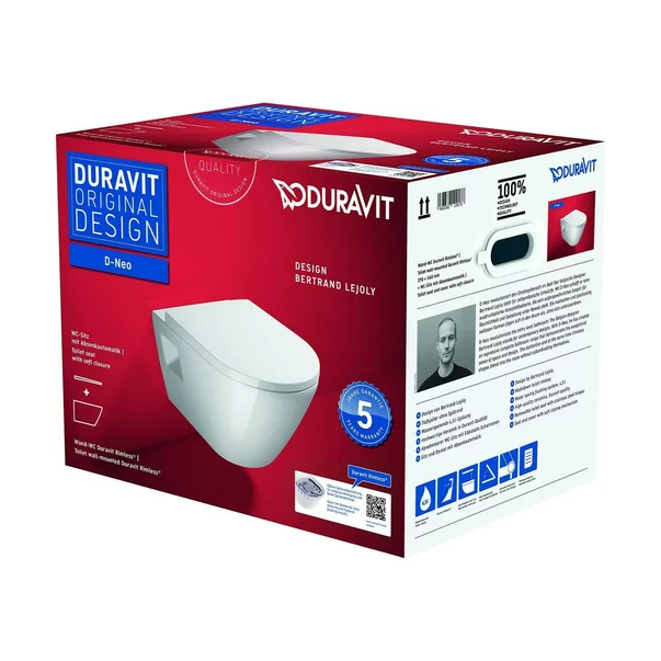 Set vas WC suspendat Duravit D-Neo Rimless compact 48 cm cu capac softclose [4]