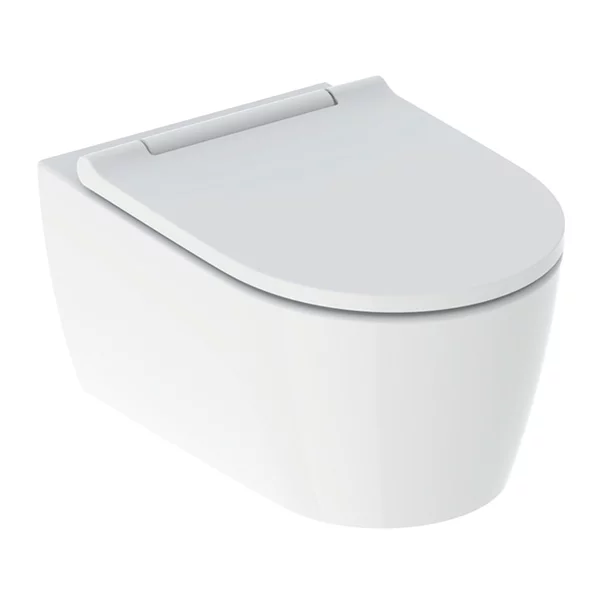 Vase WC - Set vas wc suspendat Geberit One TurboFlush alb cu capac softclose crom