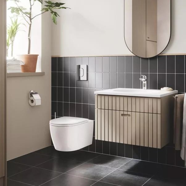 Set vas WC suspendat Grohe Bau Ceramic Rimless alb cu capac, clapeta si rezervor incastrat [1]