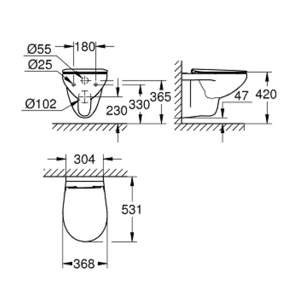 Set vas WC suspendat Grohe Bau Ceramic Rimless si capac slim softclose [4]