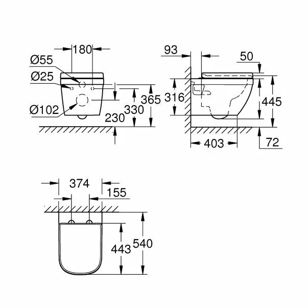 Set vas wc suspendat Grohe Euro Ceramic rimless si capac softclose prindere la vedere [1]