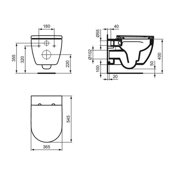 Set vas WC suspendat Ideal Standard Ellisse rimless cu capac softclose alb [9]